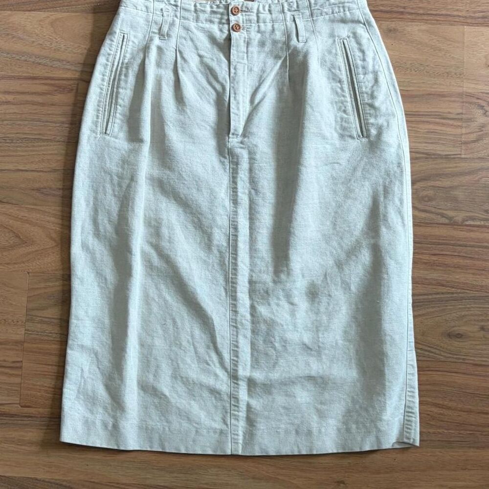 Vintage Liz Sport linen cotton midi pencil skirt 10